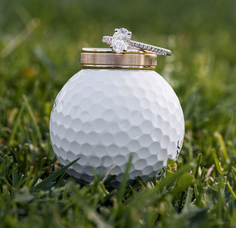 Wedding Rings On Golf Ball