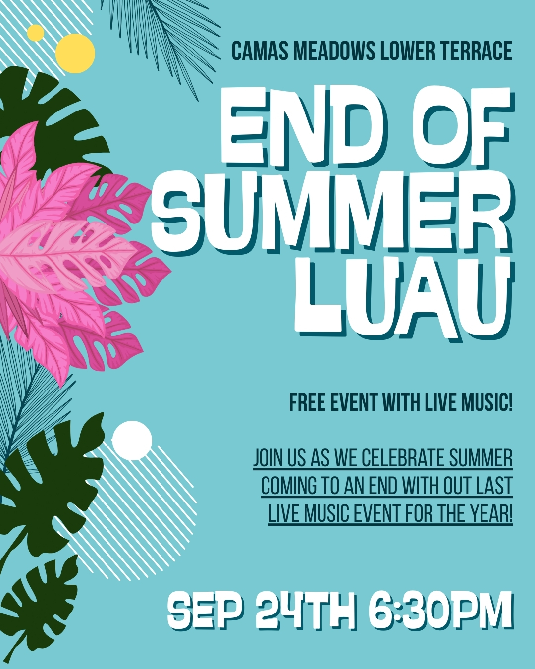 End of Summer Luau - Free Live Music